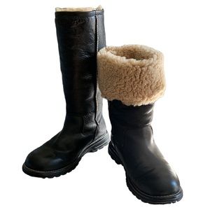 UGG Brooks Tall Black Boots with Sheepskin - Flap Over - Size 7